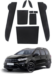 Accessori per Dacia Spring Electric 2022-2023: 
- mattoncino antiscivolo
- supporto per bicchiere
- supporto per braccio per console centrale
- supporto per bicchiere
- mattoncino antiscivolo lavabile (nero)