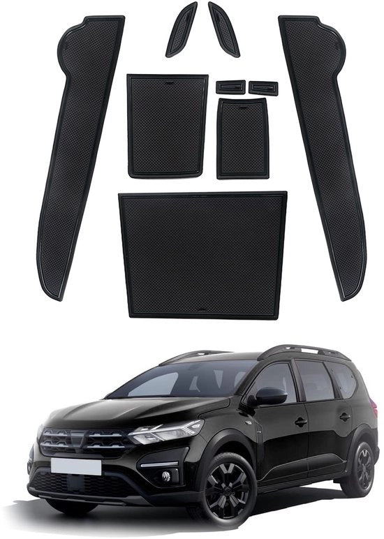 Accessori per Dacia Spring Electric 2022-2023: 
- mattoncino antiscivolo
- supporto per bicchiere
- supporto per braccio per console centrale
- supporto per bicchiere
- mattoncino antiscivolo lavabile (nero)