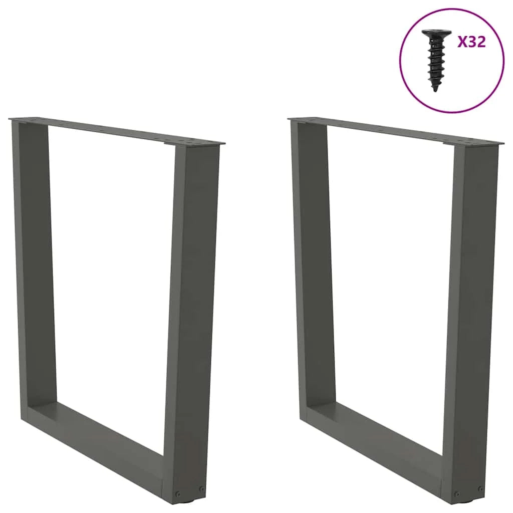 Set di 2 gambe moderne per tavolo da pranzo a forma di V 90 x 72-73,3 cm con piedini regolabili in acciaio antracite 02_0056940