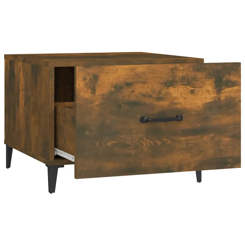 Tavolino da Salotto con Gambe in Metallo Rovere Fumo 50x50x40cm 817537