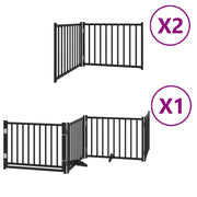 Cancelletto di sicurezza per animali domestici porta pieghevole 8 pannelli legno di pioppo nero 02_0023256