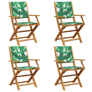 Sedie da Giardino Pieghevoli 4 pz | Sedie da Esterno Verde Tessuto e Legno Massello