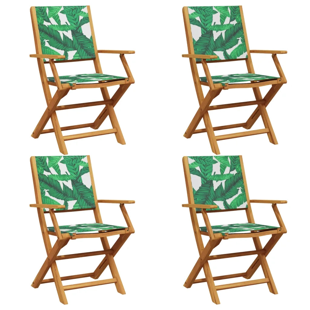Sedie da Giardino Pieghevoli 4 pz | Sedie da Esterno Verde Tessuto e Legno Massello