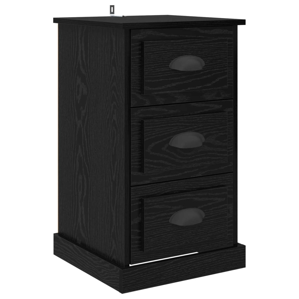Armadio da Notte con cassetto Rovere Nero 39 x 39 x 67,5 cm