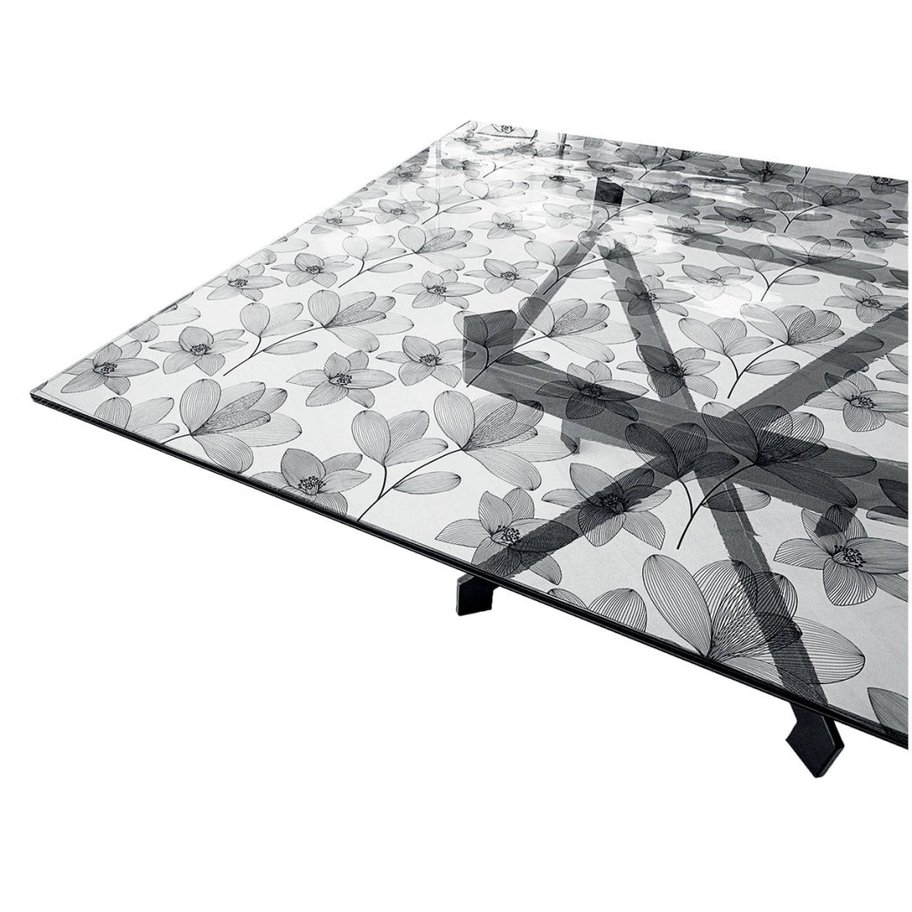 Tovaglia Trasparente Decorata Glitterata Pellicola Pvc 100x400 Cm Tavolo Antimacchia Spessa Fiori (C)