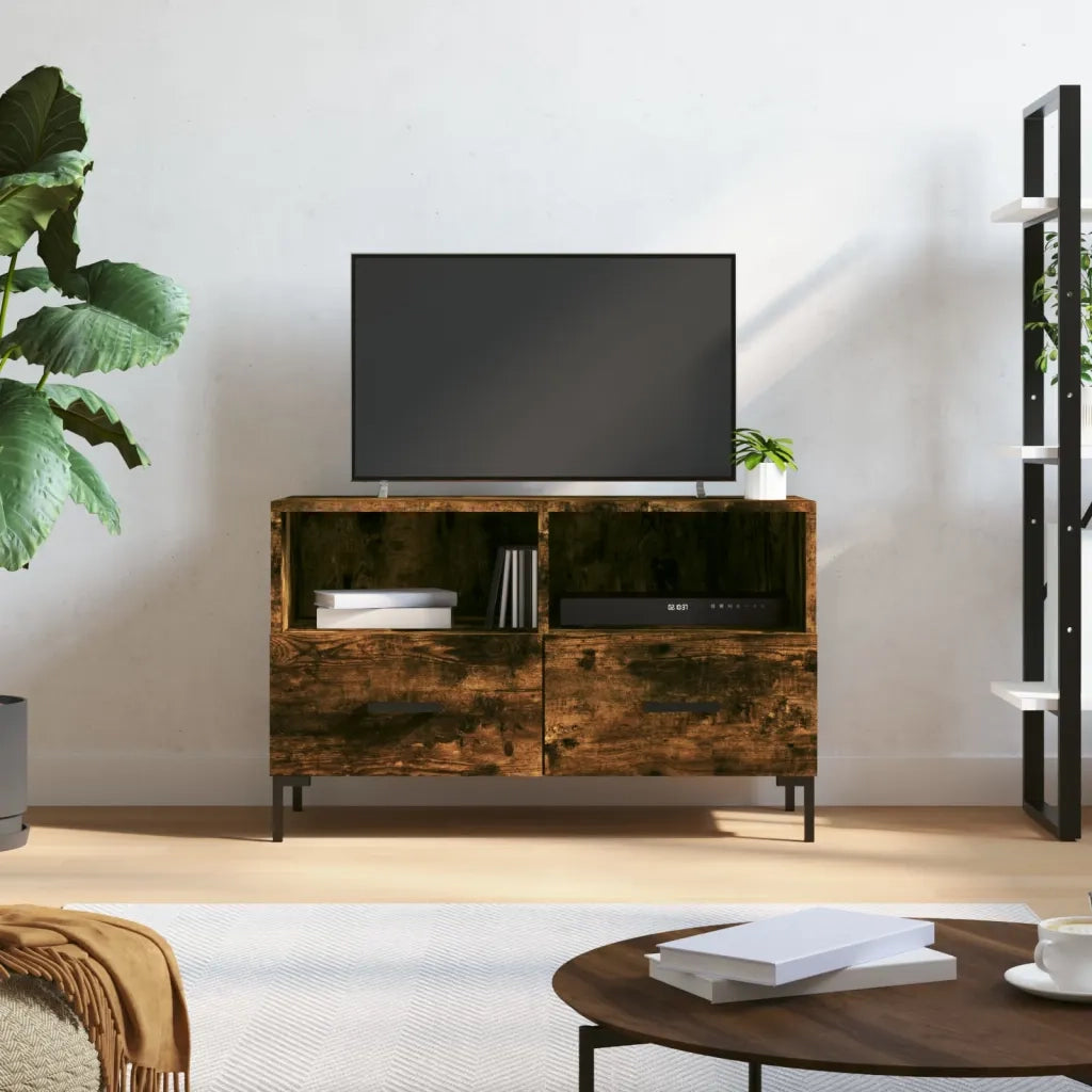 Mobile Porta TV-Mobile per TV-Credenza TV Rovere Fumo 80x36x50 cm in Legno Multistrato 757331