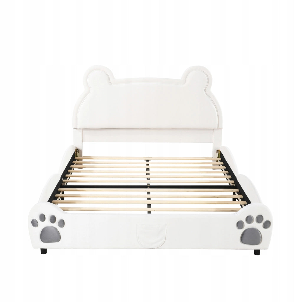 Letto imbottito - Xylo - 140x200 - Bianco - Velluto