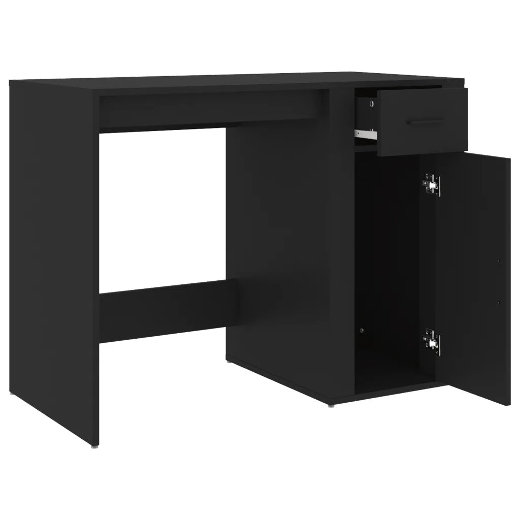 Scrivania | Tavolo da Ufficio Nero 100x49x75 cm in Legno Multistrato