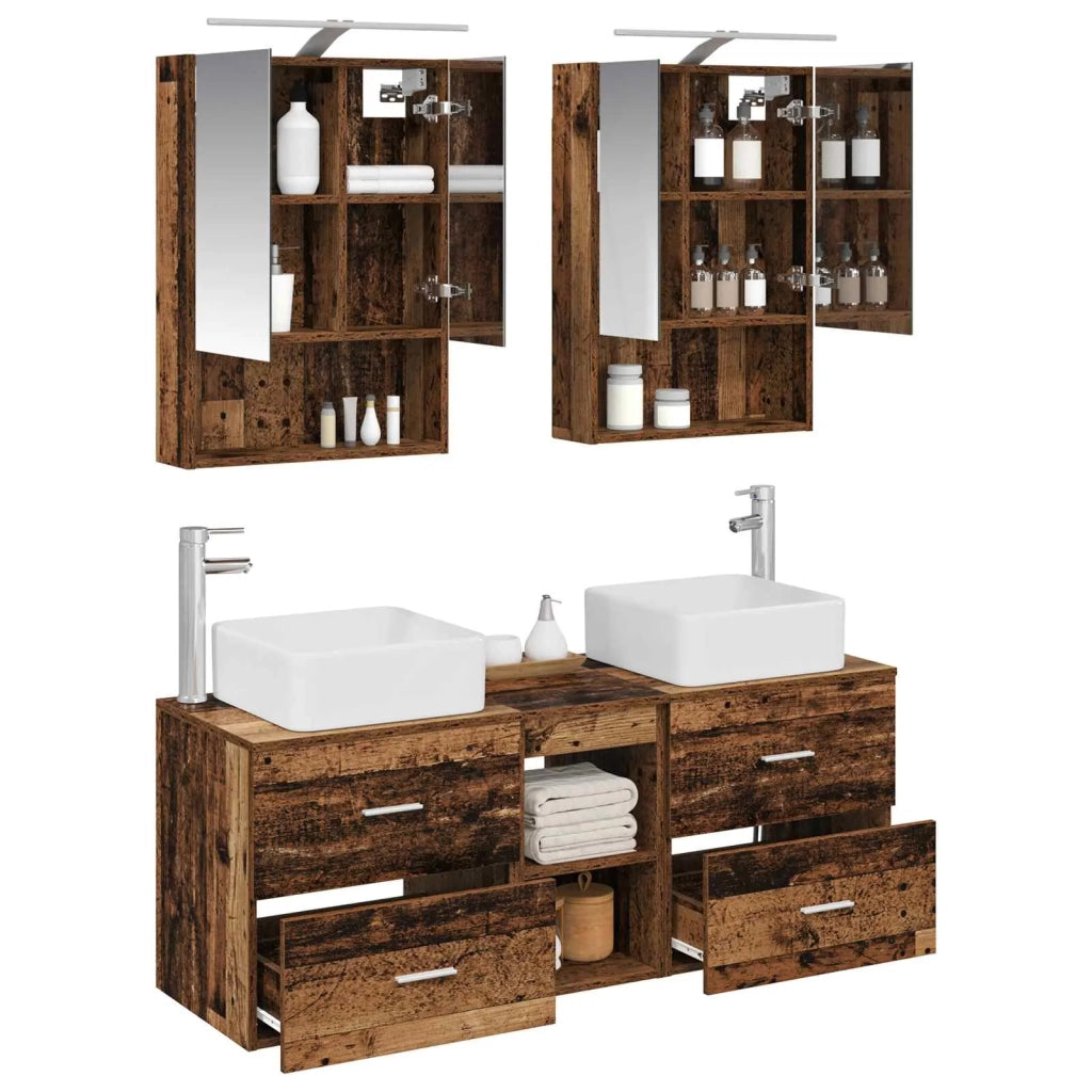 Set di mobili per il bagno 5 pcs Legno antico 3406765