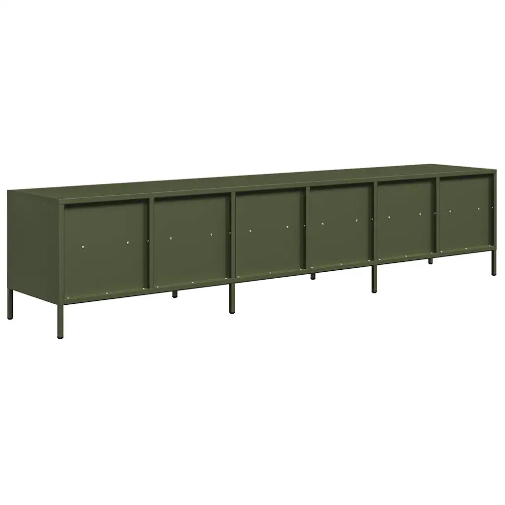 vidaXL Mobile TV Verde Oliva 202x39x43,5 cm Acciaio Laminato a Freddo