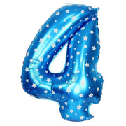 Trade Shop - Palloncino Numero 4 Azzurro Stelle Bianche 35cm Elio Decorazione Party Festa -