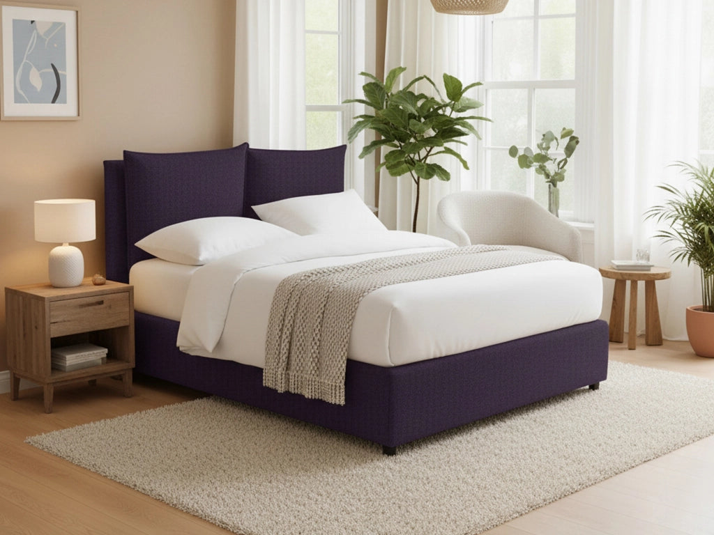 Liskeard, Letto Matrimoniale Sfoderabile Made in Italy, Viola