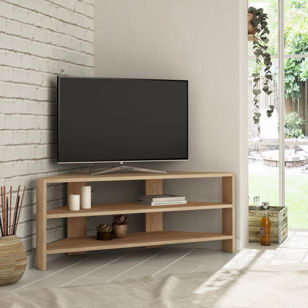 Mobile TV angolare in legno "Thales" - 114 x 36 x 45 cm - Beige
