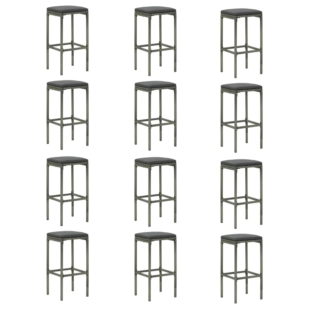 Set Bar da Giardino 16 pz con Cuscini in Polyrattan Grigio 3064930