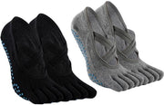 Due pair di calze antiscivolo per donne con dita intere - Calze antiscivolo per Pilates - Calze per balletto - Calze antiscivolo per yoga - Calze per pavimento - Adatto per Pilates, Balletto, Danza, Senza scarpe