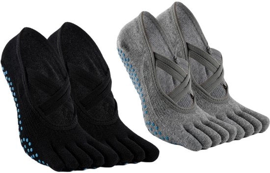 Due pair di calze antiscivolo per donne con dita intere - Calze antiscivolo per Pilates - Calze per balletto - Calze antiscivolo per yoga - Calze per pavimento - Adatto per Pilates, Balletto, Danza, Senza scarpe