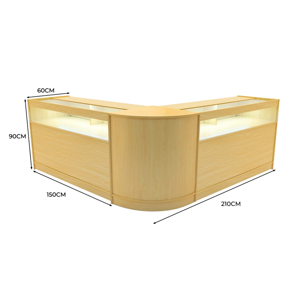 Set Banconi Negozio Iris LED B1500 CM60 Acero con Vetrina e Serratura