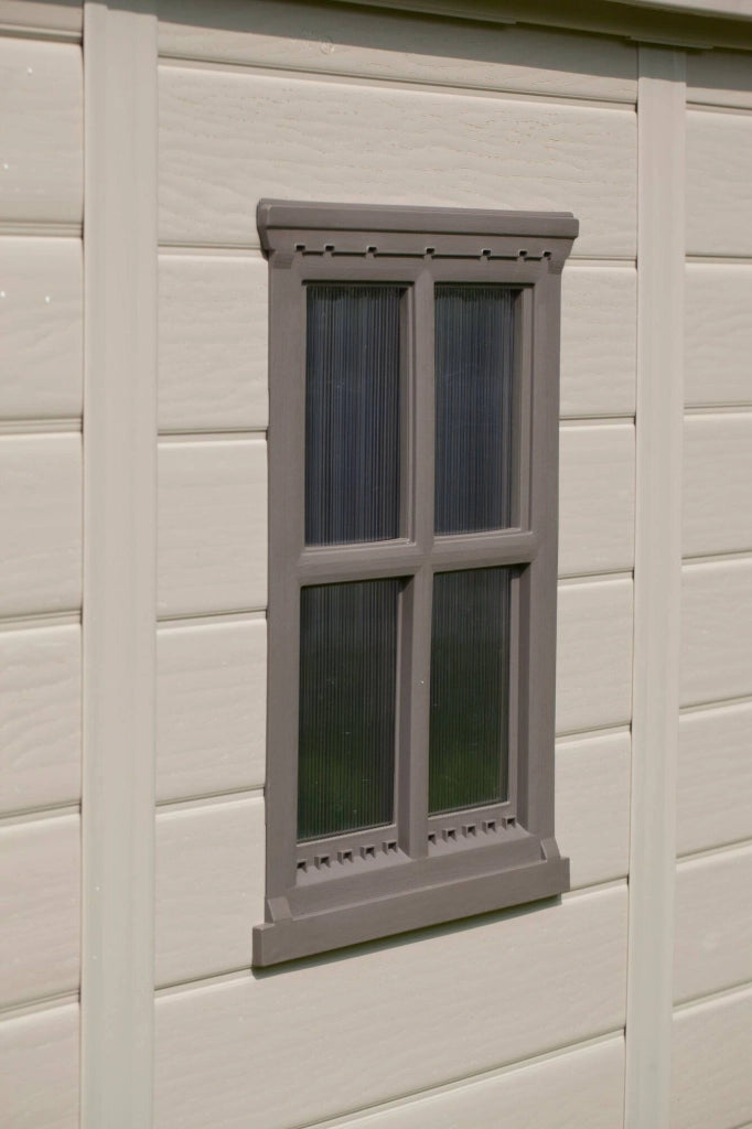 Casetta da giardino Weyburn, Capanno da esterno, Rimessa da giardino, Ripostiglio per attrezzi, 257x255 h243 cm, Beige