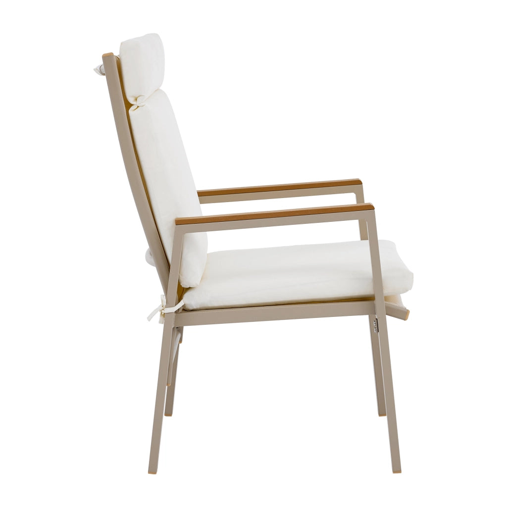 Set Tavolo e 4 Sedie da Giardino ¨C MINIMAL ¨C Ferro Zincato, Piano in Legno Plastica, Beige