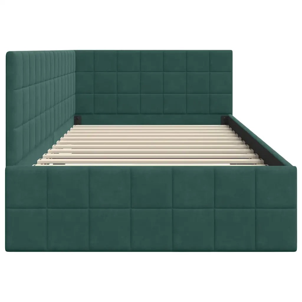 Cornice del letto ad angolo Verde Scuro 90 cm x 200 cm Velluto 42016390