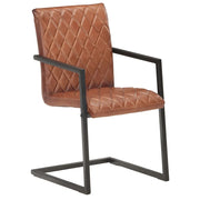 Sedie da Pranzo a Sbalzo 2 pz Marroni in Vera Pelle 321843