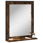Specchio Bagno con Ripiano-Mensola con Specchio Rovere Fumo 50x12x60 cm Multistrato