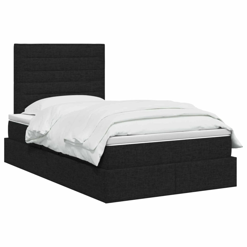 Letto con contenitore e materasso Nero 120 x 200 cm Tessuto 3459434