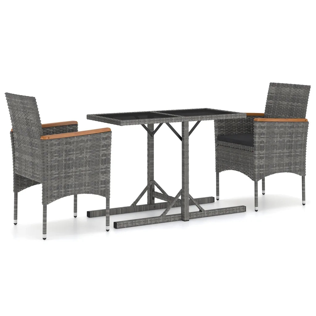 Set Mobili da Pranzo per Giardino 3 pz Grigio cod mxl 36041
