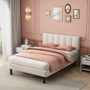 Letto 140x190 cm con rete a doghe; tessuto sherpa beige