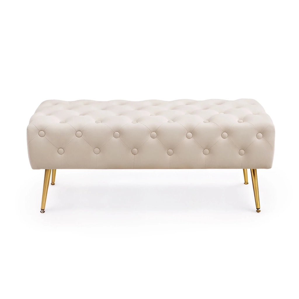 Panca imbottita in velluto trapuntato 100 cm MONACO Beige