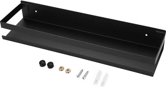 Pannelli di supporto in acciaio inossidabile - cassetta di stoccaggio per accessori - organizzatore da appendere al muro - ripiano di stoccaggio per cucina e bagno - 40 cm nero