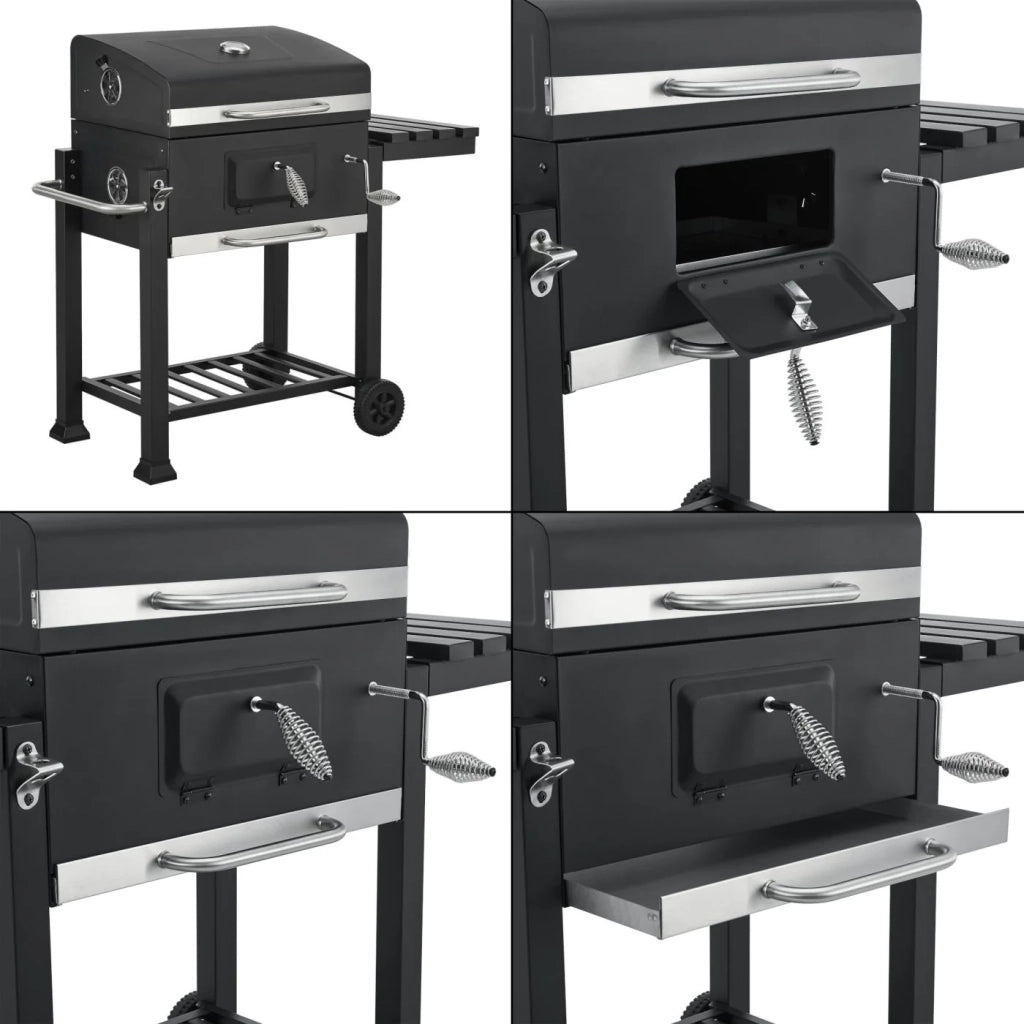 Carrello barbecue a carbonella 105 x 114 x 48 cm nero 03_0009212
