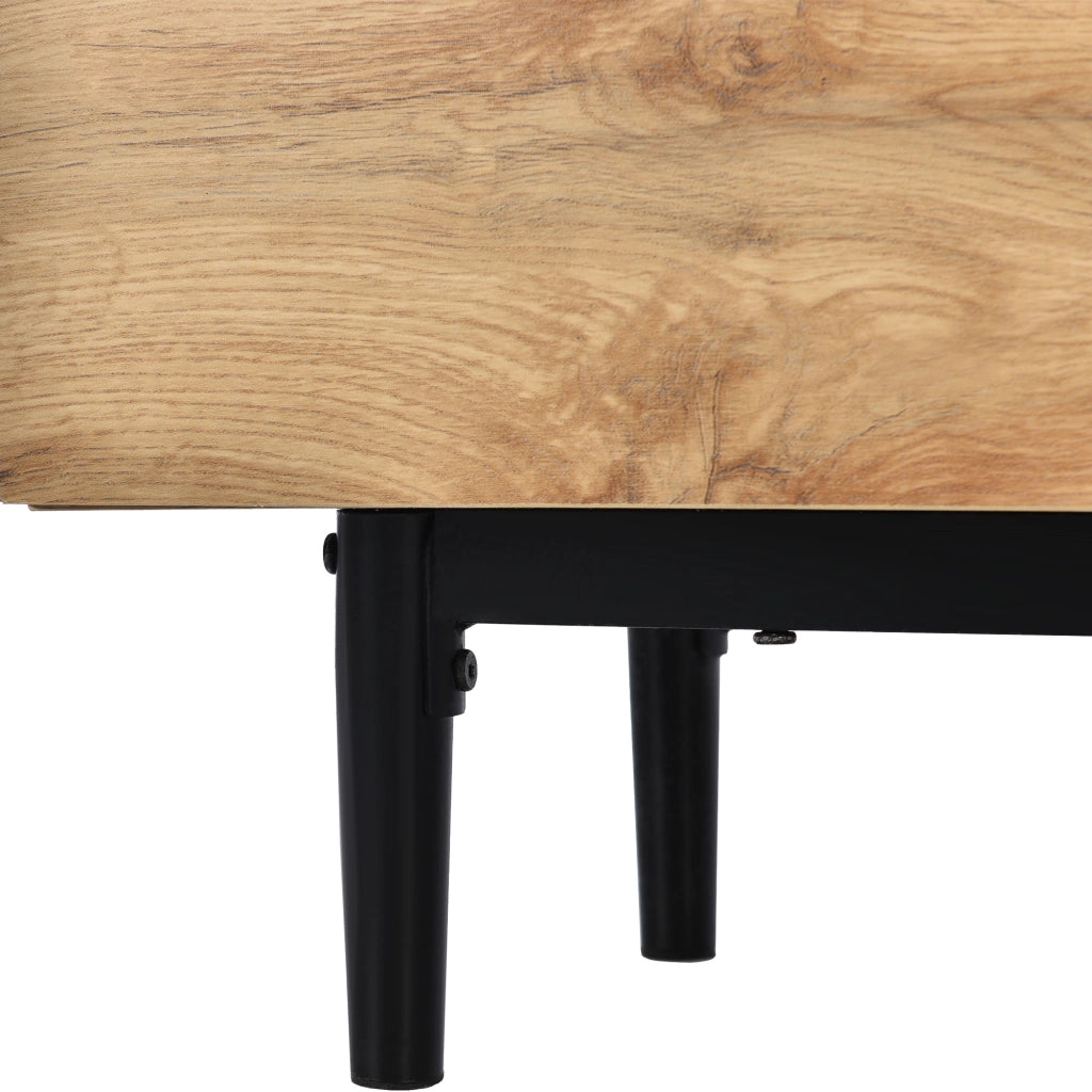 Mobile TV 175x31x41 cm; LED regolabile via app e tre ante; MDF; colore naturale