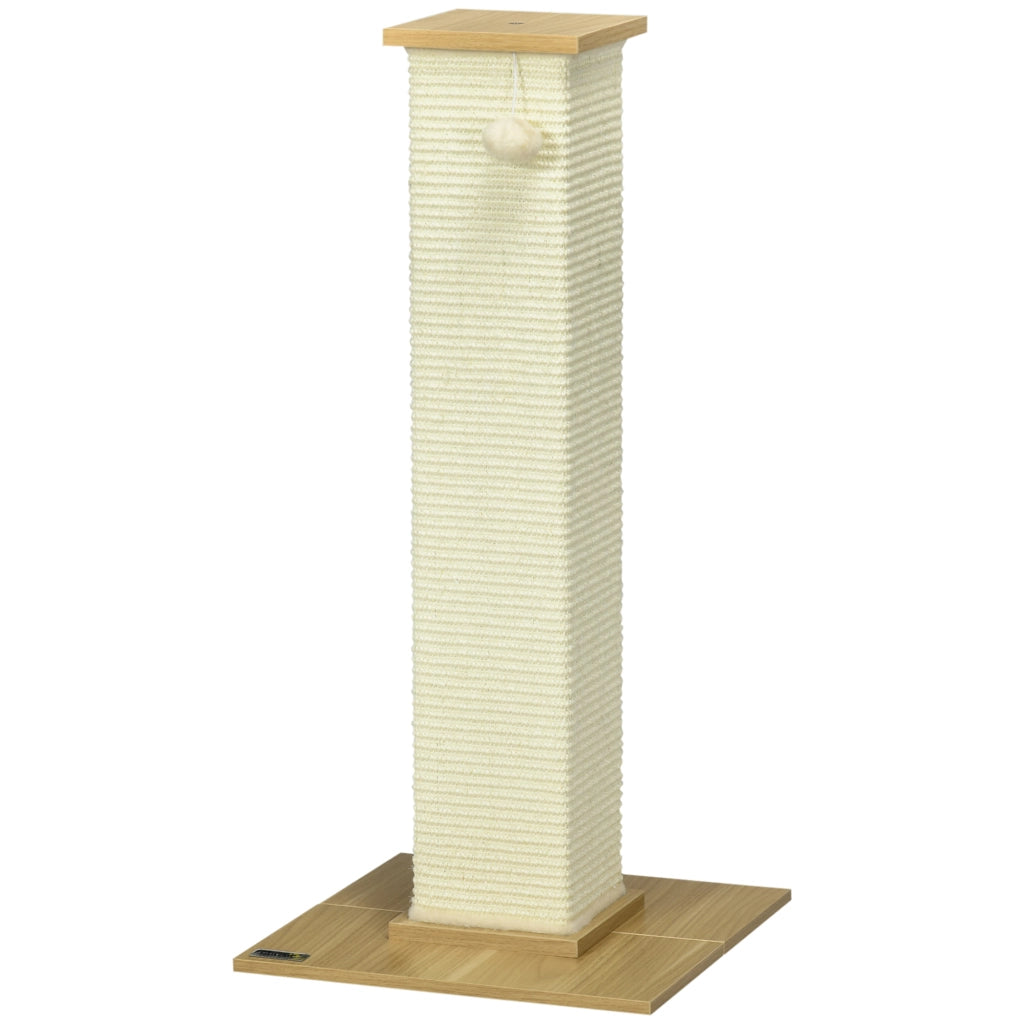Tiragraffi per Gatti con Giocattoli ¨C Xylo ¨C 38x38x80 cm Beige Naturale