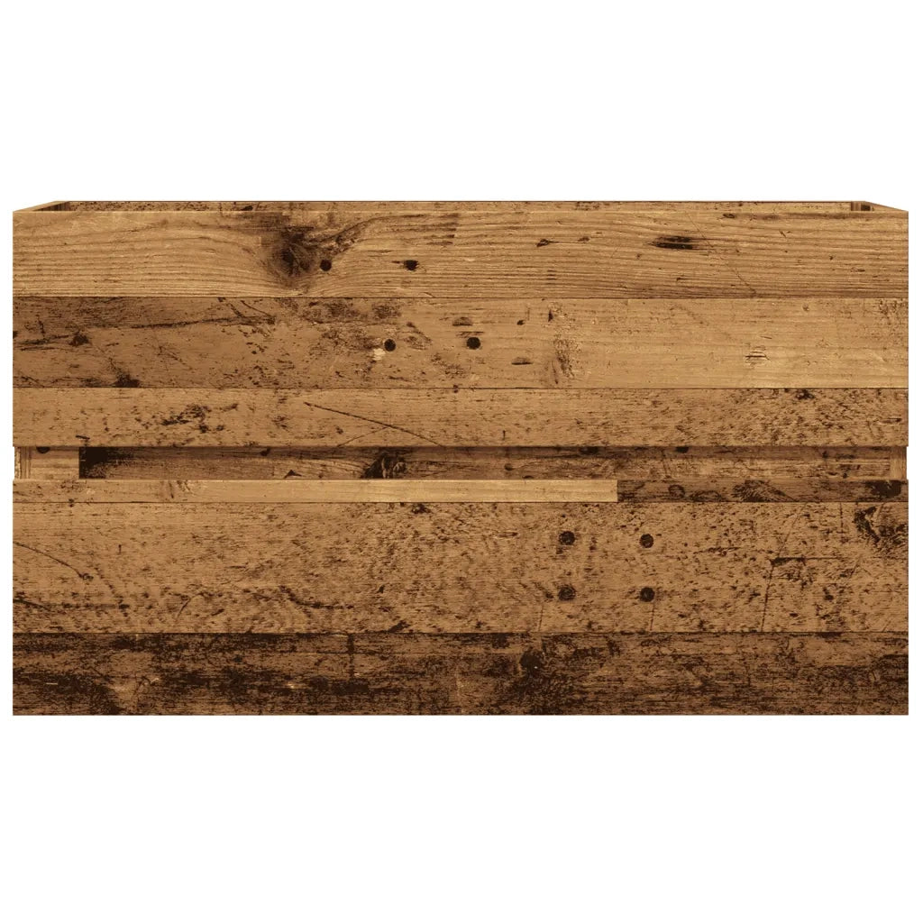 Mobiletto da bagno a parete dal design moderno 90 x 38 x 45 cm con ampio spazio contenitivo realizzato in legno composito con finitura effetto legno anticato (02_0050822)