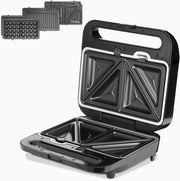 ® Griglia Tostapane 1000W 3 in 1 XXL Rivestimento Antiaderente Sandwich Maker Piastra Elettrica per Cialde Panini Carne