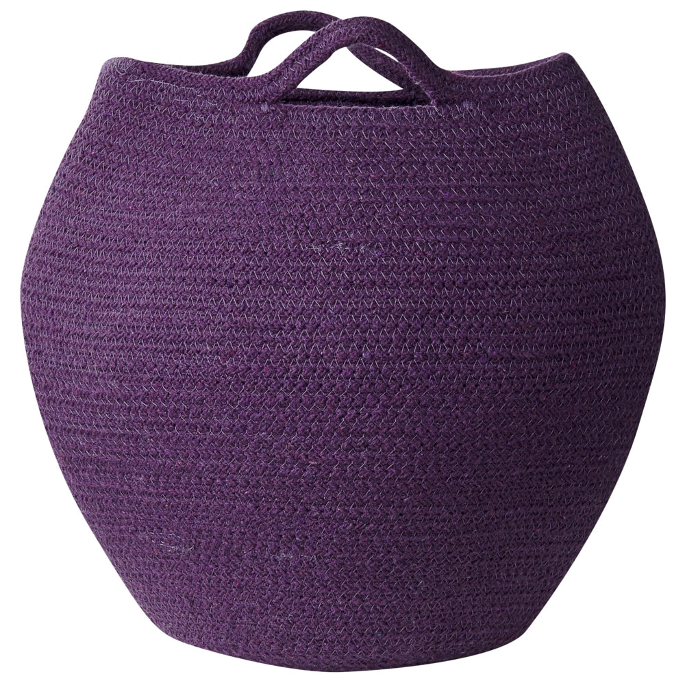 Set di 2 cesti portaoggetti in cotone viola 20 x 30 cm Portabiancheria Contenitori intrecciati a mano