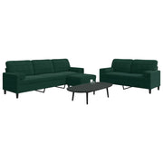 vidaXL Set di Divani 3 pz con Cuscini e Rinforzi Verde scuro Velluto