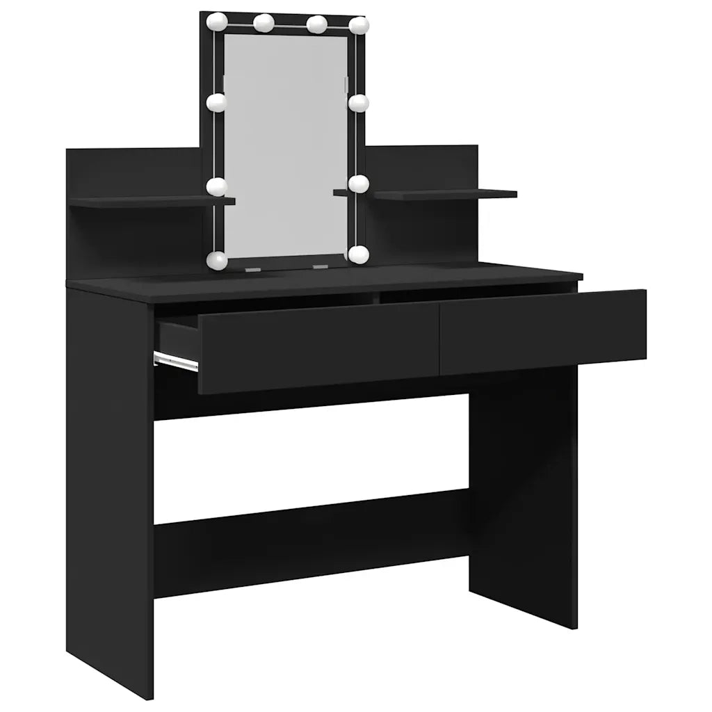 Toeletta | Tavolo da Trucco con LED Nero 100x40x130 cm