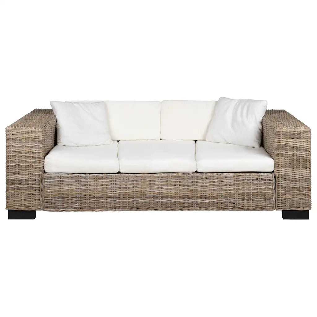 Divano a 3 Posti 8 pz in Rattan Naturale 243246