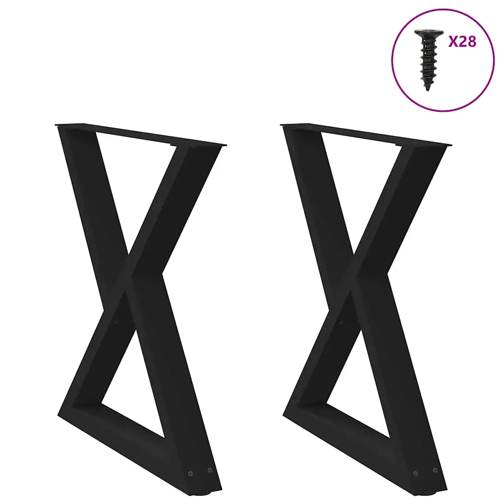 Gambe per tavolo da pranzo 2 pz nere 80x(72-73,3) cm in acciaio
