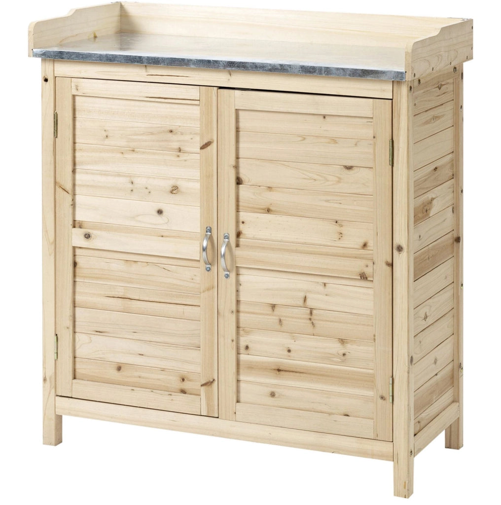 Armadio da giardino 83x40x92 cm naturale in legno; 2 ripiani interni
