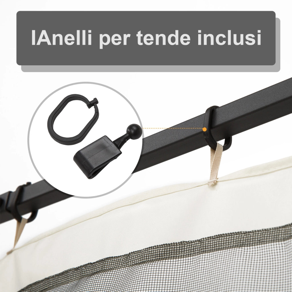 EasyComfort Zanzariera per Gazebo Tende di Ricambio Universale con Cerniere, 302x207cm - Nero e Beige