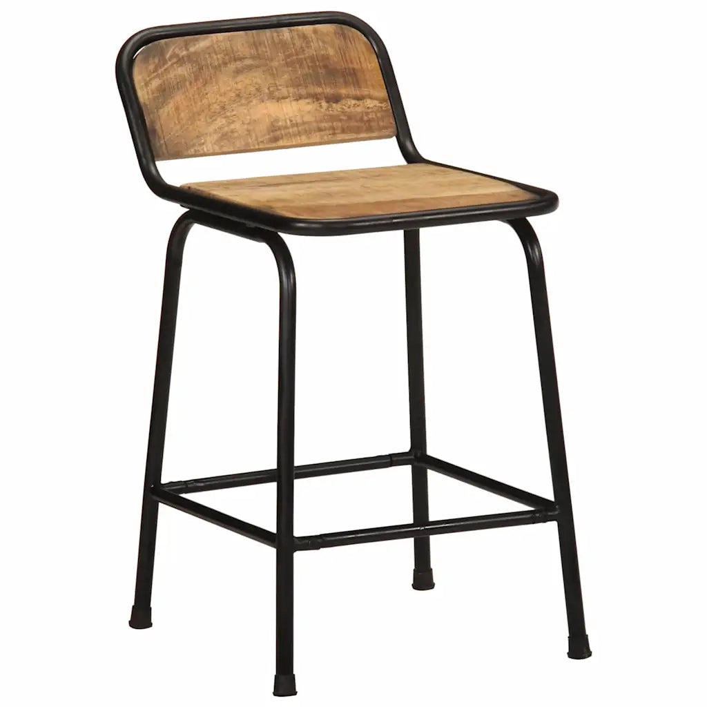 Sgabelli da Bar 2 pz 46x35,5x70 cm Legno Massello Grezzo Mango 4013534