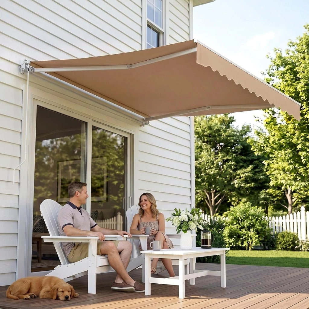 Tenda a bracci snodati 250 x 200 cm, UPF 50+ impermeabile, manovella & supporto a parete, Regolazione angolare 52-75°, Terrazzo & Balcone, Beige