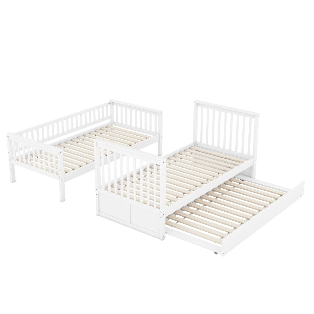 Letto a Castello Triplo per Bambini con Letto Estraibile ¨C Xylo ¨C Bianco 90x200