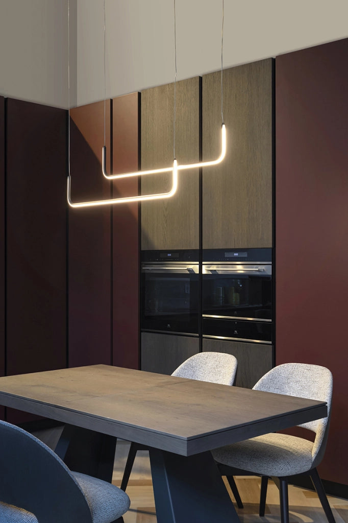 Lampada a Sospensione LED Orizzontale DUO 15W 3000K IP20 - Struttura in Alluminio Nero dal Design Elegante e Moderno - Rossini Group