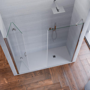 Porta Parete Doccia 135 cm 1 anta a Libro in Cristallo trasparente 6mm H195 Bonussi Lorena