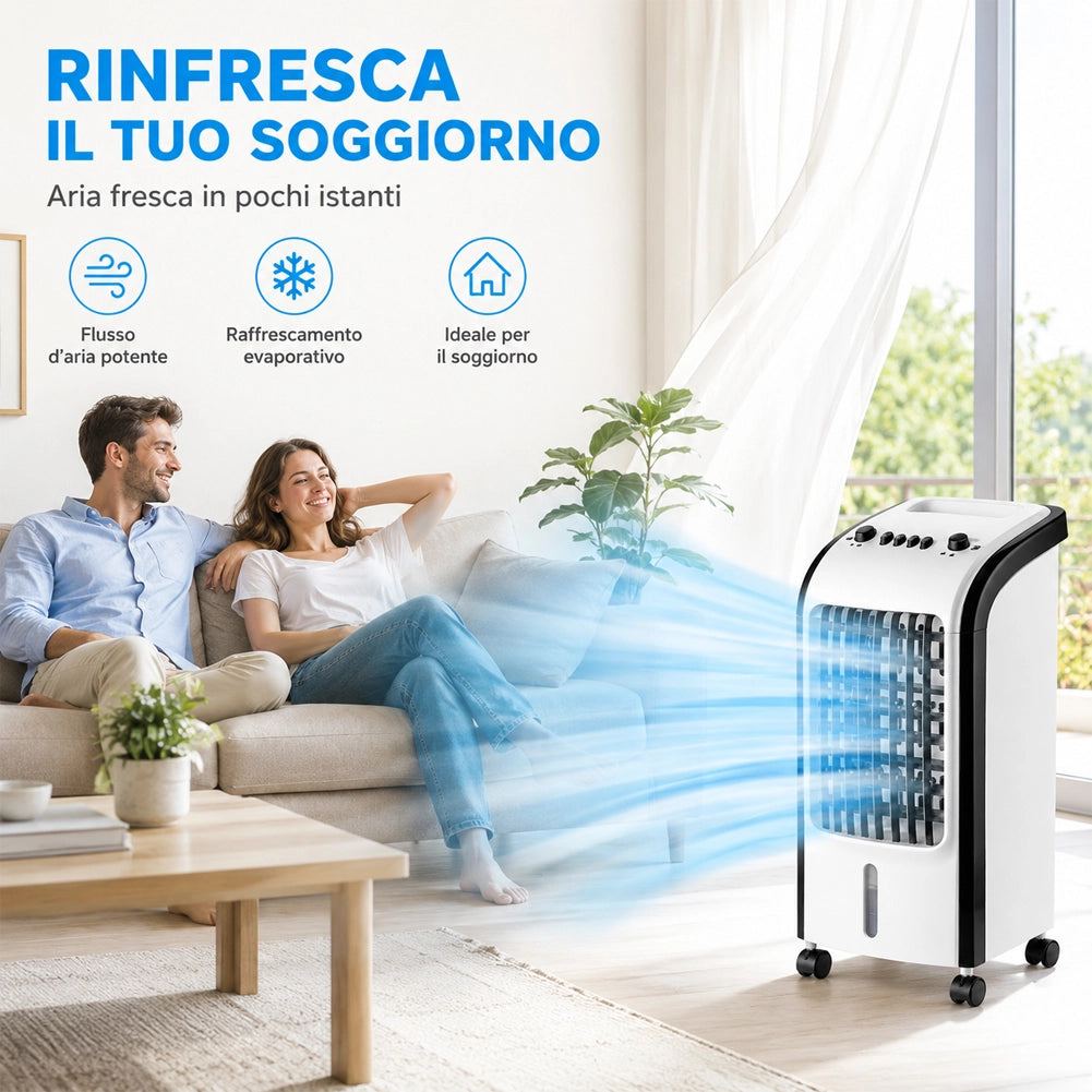 Raffrescatore Nebulizzatore 3in1 4L con 2 Ghiaccioli Potenza 65W 28x28x58 cm