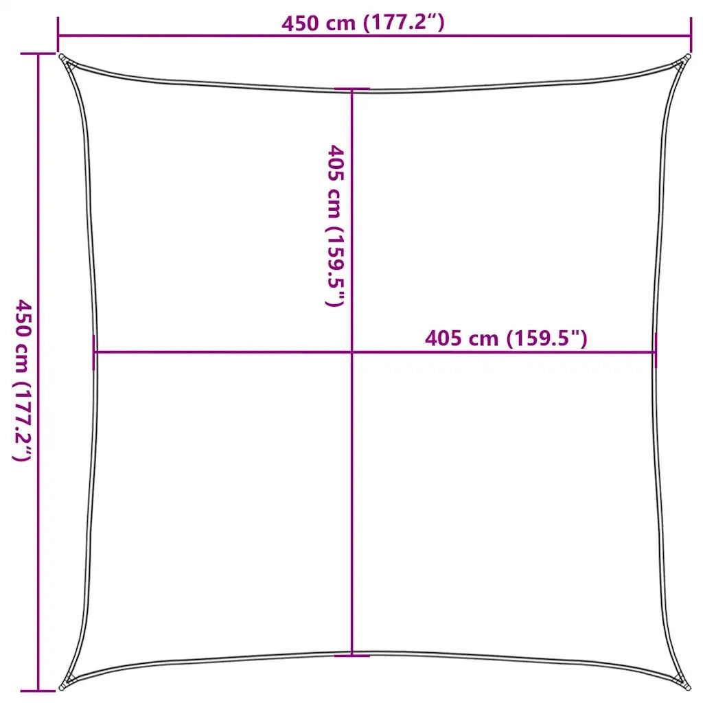 Vela Parasole 160 g/m² Quadrata Giallo 4,5x4,5 m in HDPE 311552